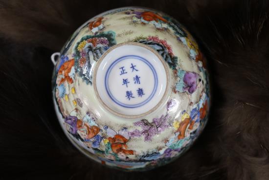 A Chinese porcelain bowl, painted with infants in a landscape, diam. 13.5cm